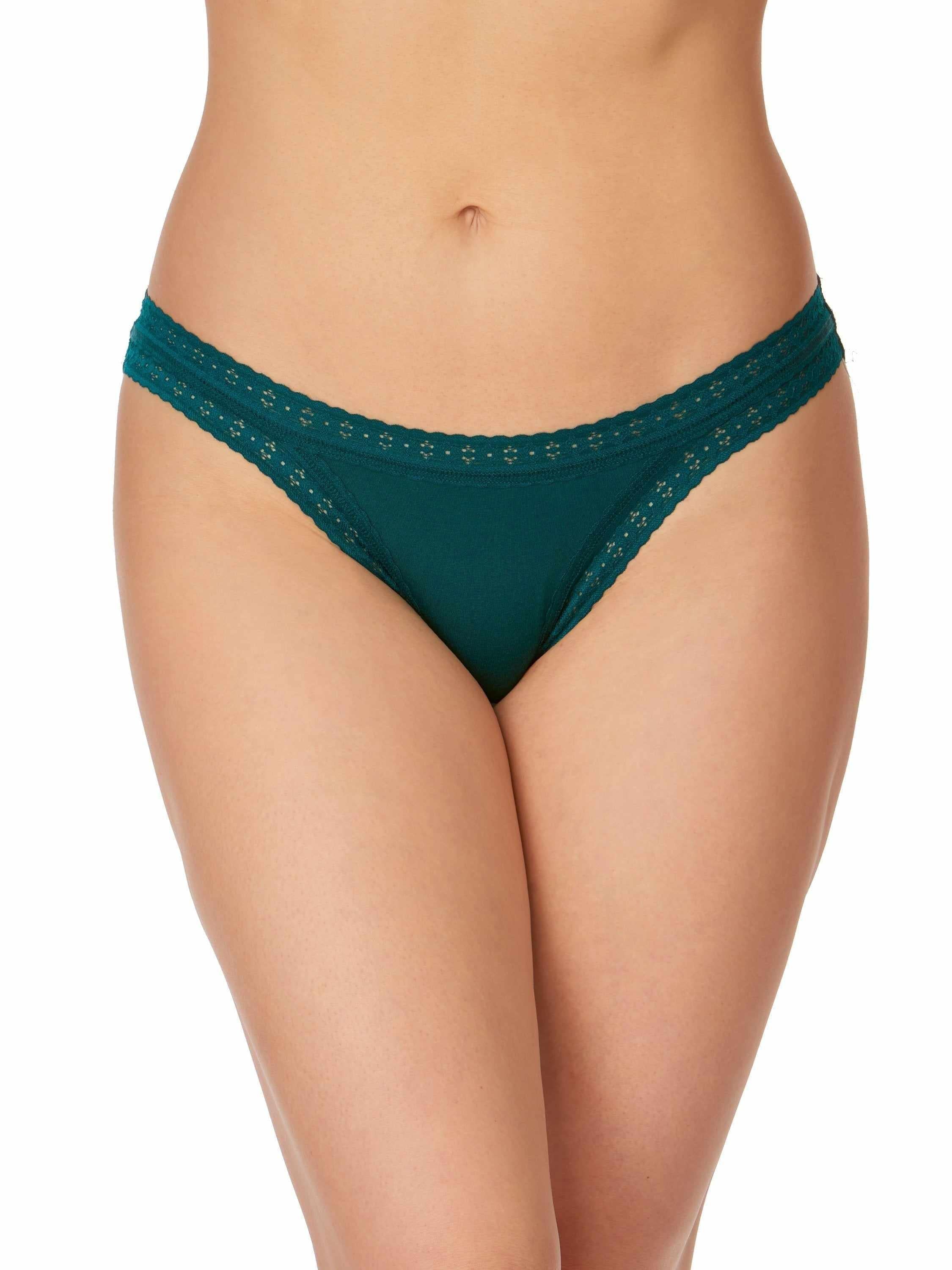 DreamEase™ Brazilian Bikini Ivy Green - On Model Front View, Cheeky Lace-Trimmed Panty | Hanky Panky