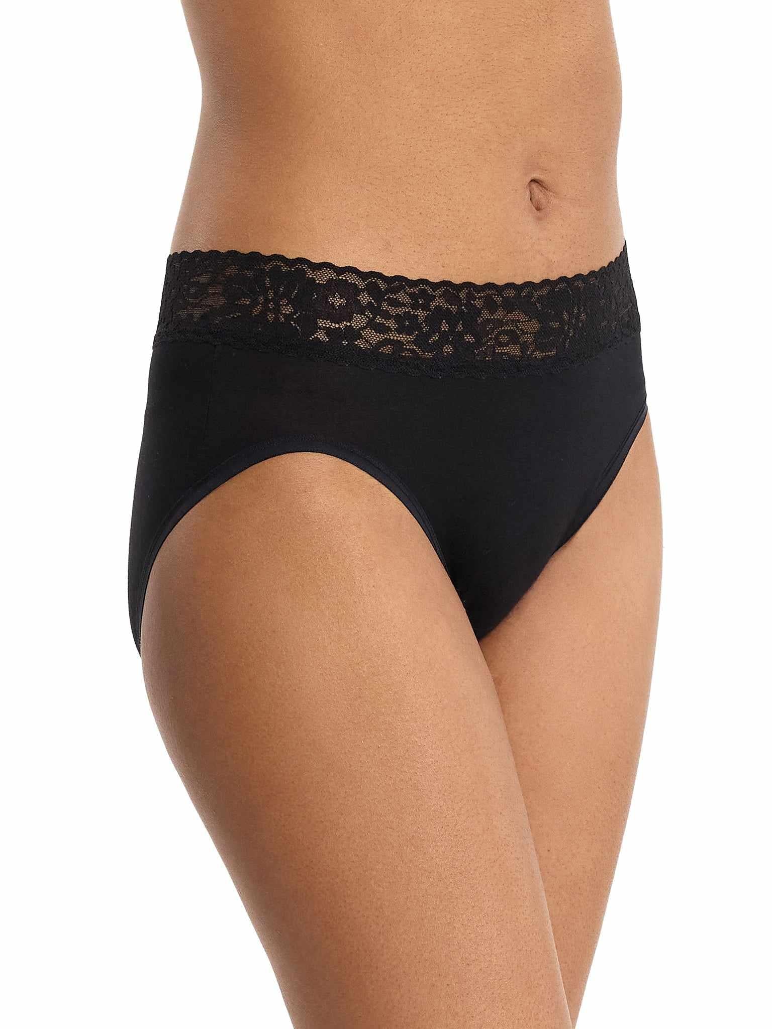 Black DreamEase™ French Brief high-rise silhouette - Front Angle, comfortable full coverage panty | Hanky Panky