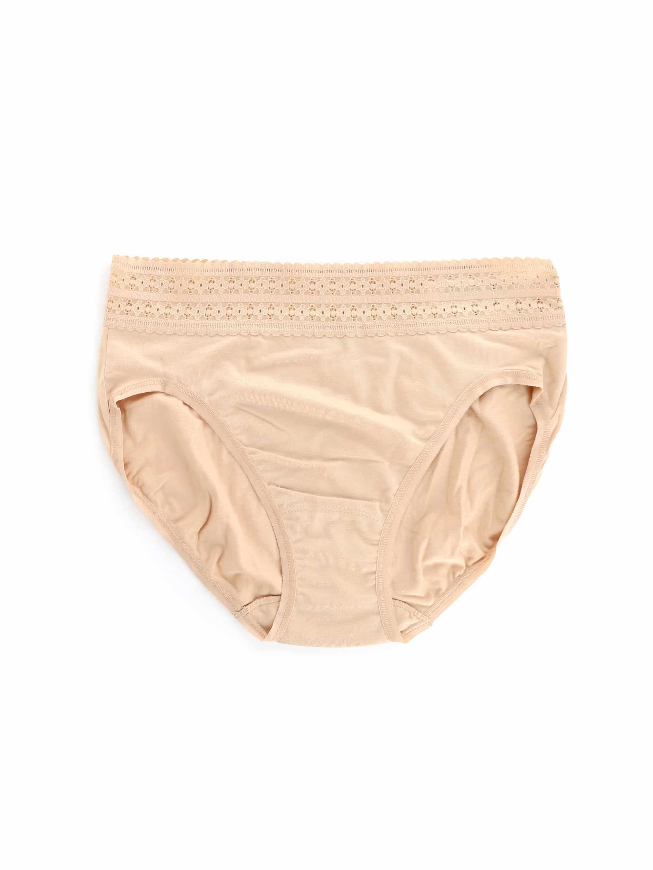 DreamEase™ French Brief in Chai - Flat Lay Front, Lace Waistband Tencel Modal Underwear | Hanky Panky
