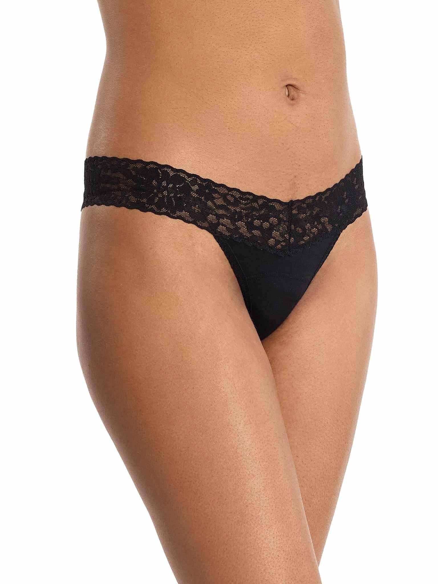 Black DreamEase™ Low Rise Thong - Front Angle, Tencel Modal Fabric | Hanky Panky