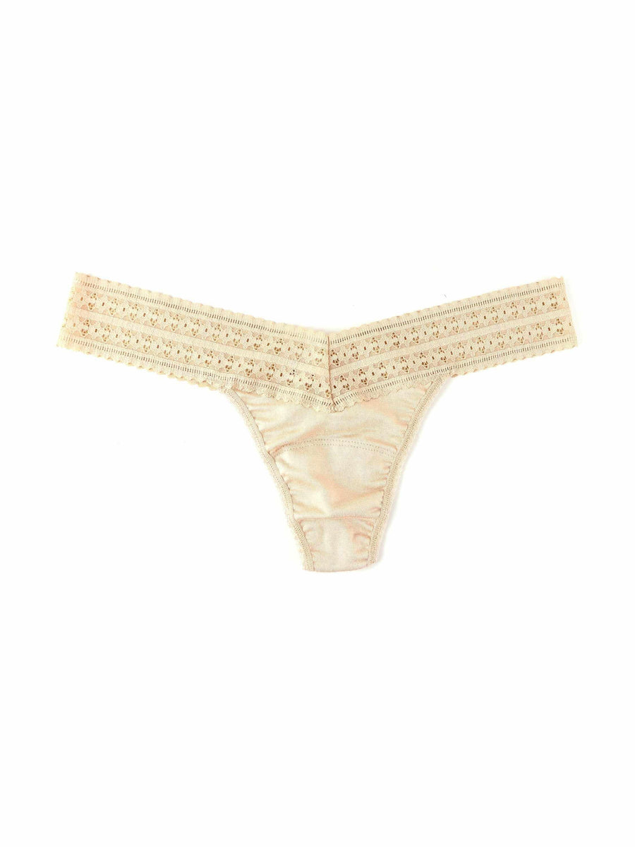 Chai DreamEase™ Low Rise Thong - Flat Lay, Lace Waistband Detail | Hanky Panky