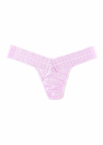 Cotton Candy Pink DreamEase™ Low Rise Thong with lace trim - Flat Lay | Hanky Panky