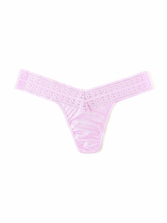 Cotton Candy Pink DreamEase™ Low Rise Thong with lace trim - Flat Lay | Hanky Panky
