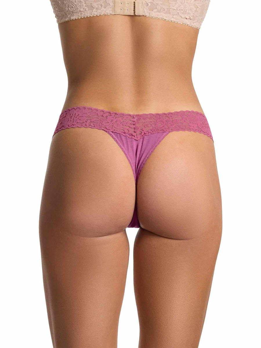 DreamEase™ Original Rise Thong California Raisin Purple - Back View On Model, Comfortable Thong Fit | Hanky Panky