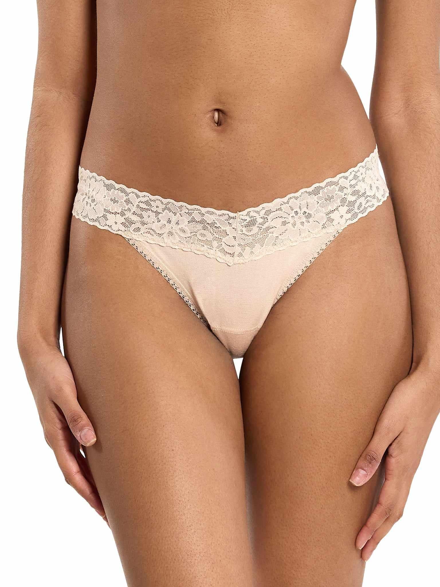 Chai Modal DreamEase™ Original Rise Thong - Front View, lace waistband, no VPL | Hanky Panky
