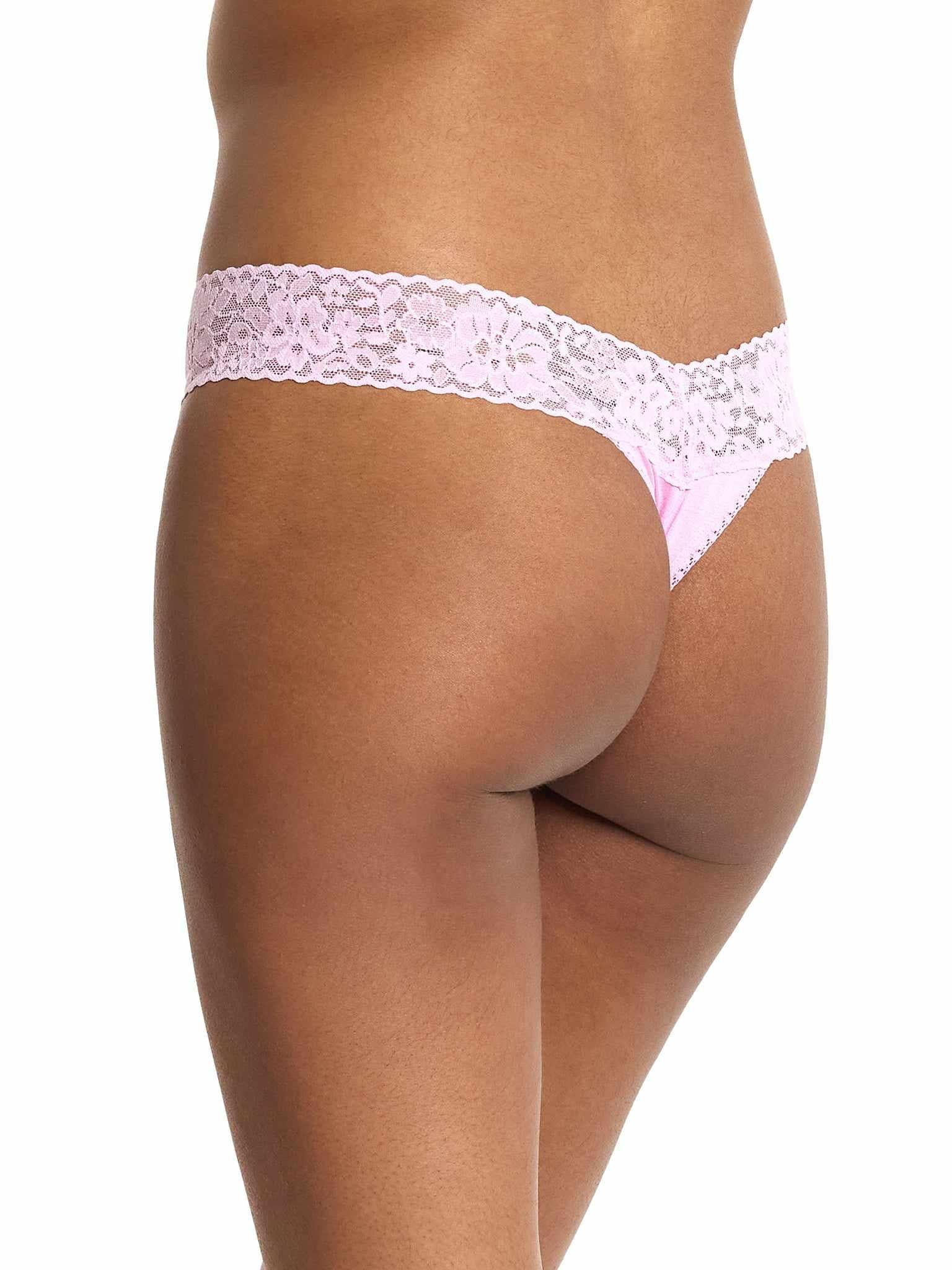 Cotton Candy Pink DreamEase™ Original Rise Thong comfortable modal thong - Back Side Angle | Hanky Panky