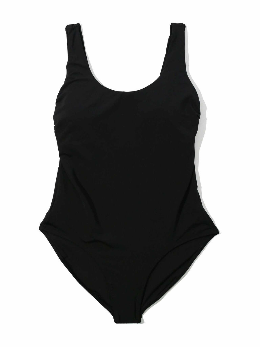Essential One Piece Black - Flat Lay, Black Scoop Neck One Piece Swimsuit | Hanky Panky