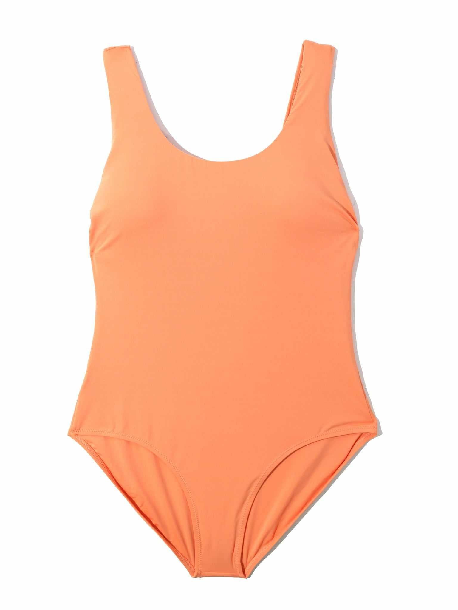 Essential One Piece Florence Orange - Flat Lay, Recycled Fabric Scoop Neck One Piece Swimsuit | Hanky Panky