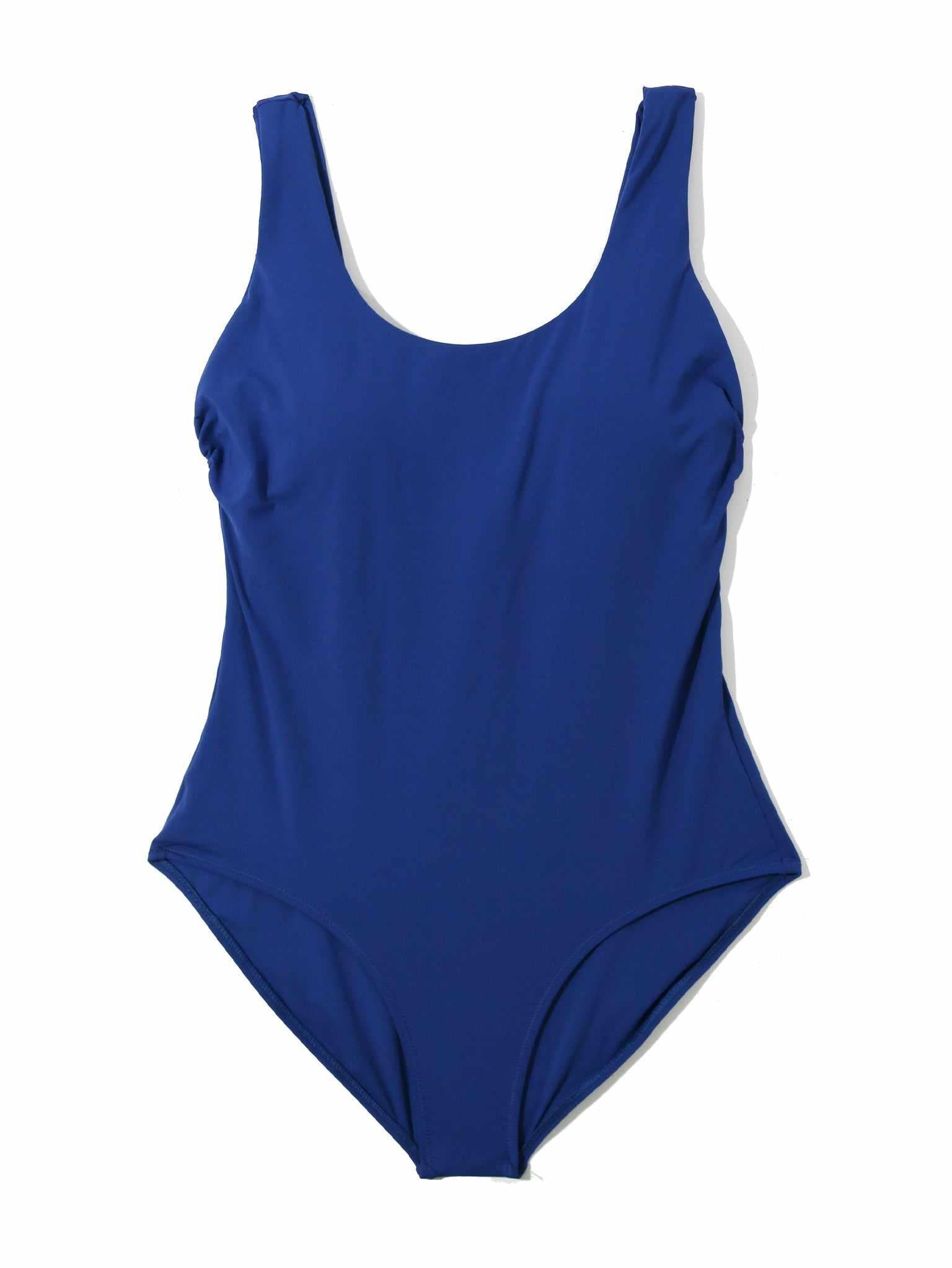 Essential One Piece Swimsuit Poolside Blue - Flat Lay, Scoop Neck One-Piece Swimwear for Women | Hanky Panky