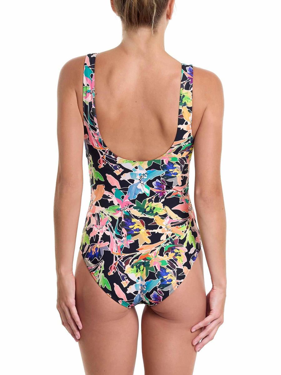 Essential One Piece Swimsuit Unapologetic Floral Print - Back View, Low Scoop Back On Model | Hanky Panky