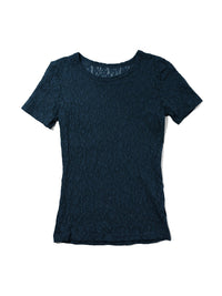 Flora Lace Short Sleeve Top Night Owl Blue Sale