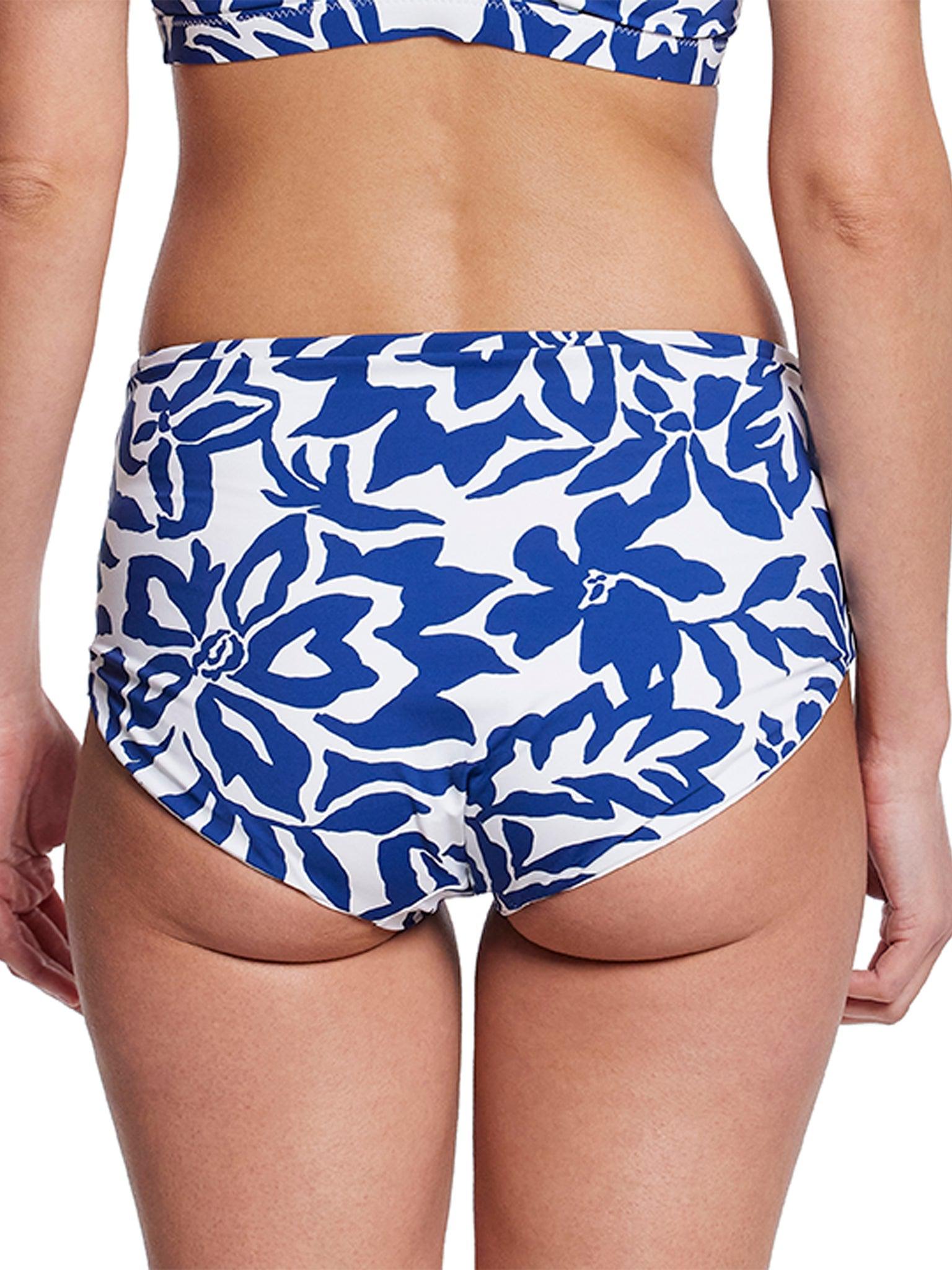 French Brief Swimsuit Bottom Poolside blue floral print - Back View with Matching Top, two piece swimsuit | Hanky Panky