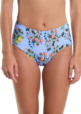 Blue Floral Print French Brief Swimsuit Bottom Thankful - Front View On Model | Hanky Panky