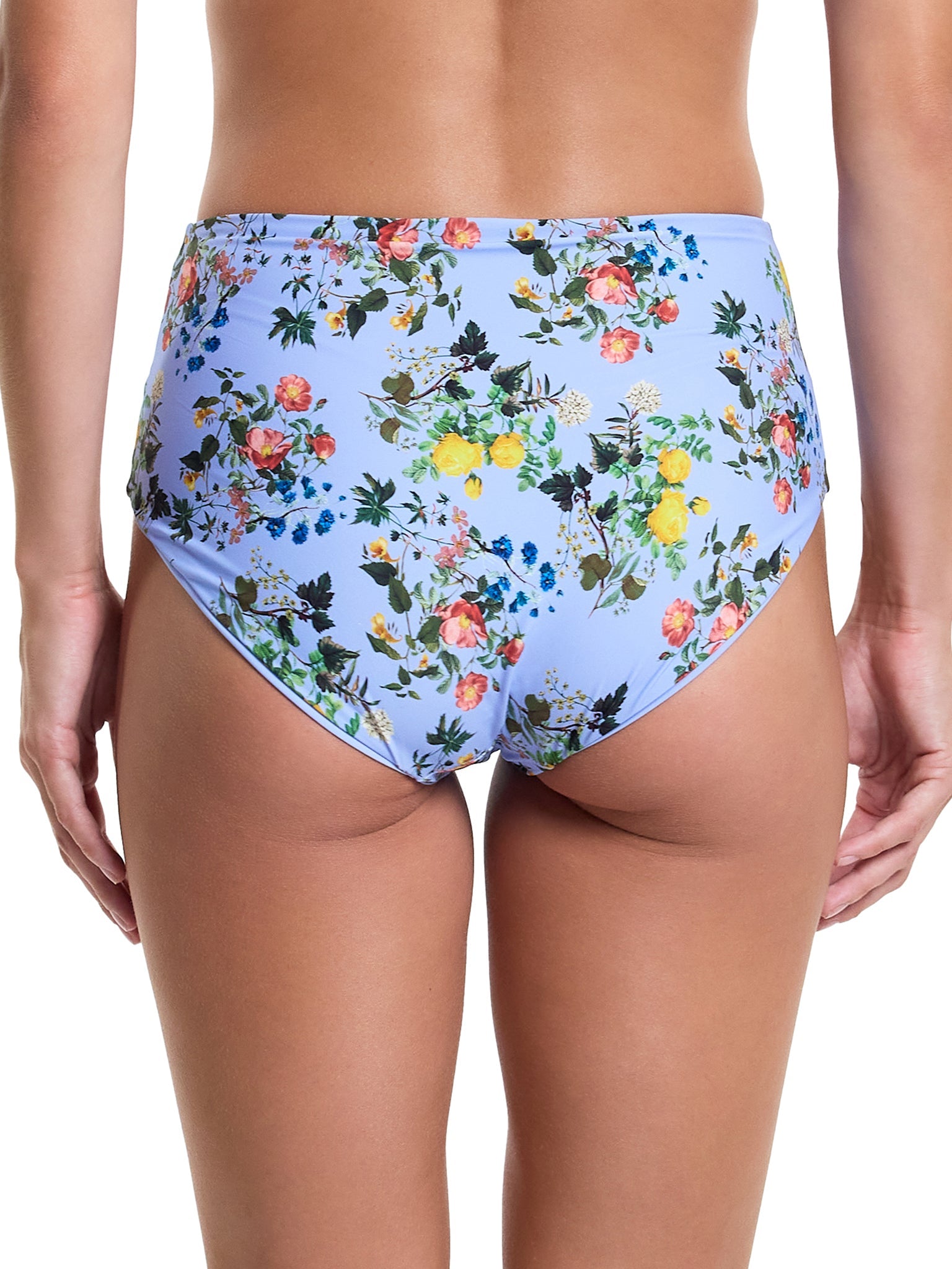 Blue Floral Print French Brief Swimsuit Bottom Thankful - Back View On Model | Hanky Panky