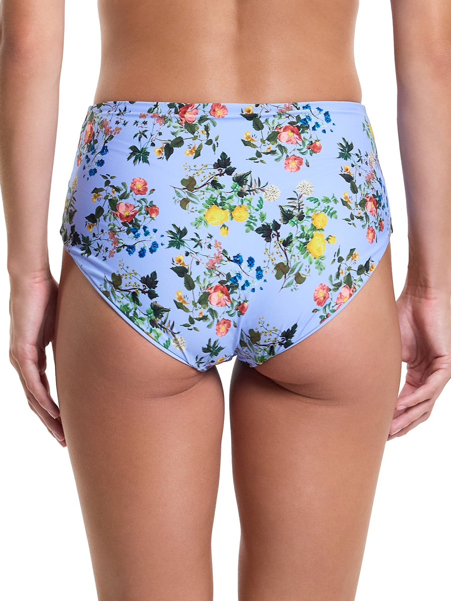 Blue Floral Print French Brief Swimsuit Bottom Thankful - Back View On Model | Hanky Panky
