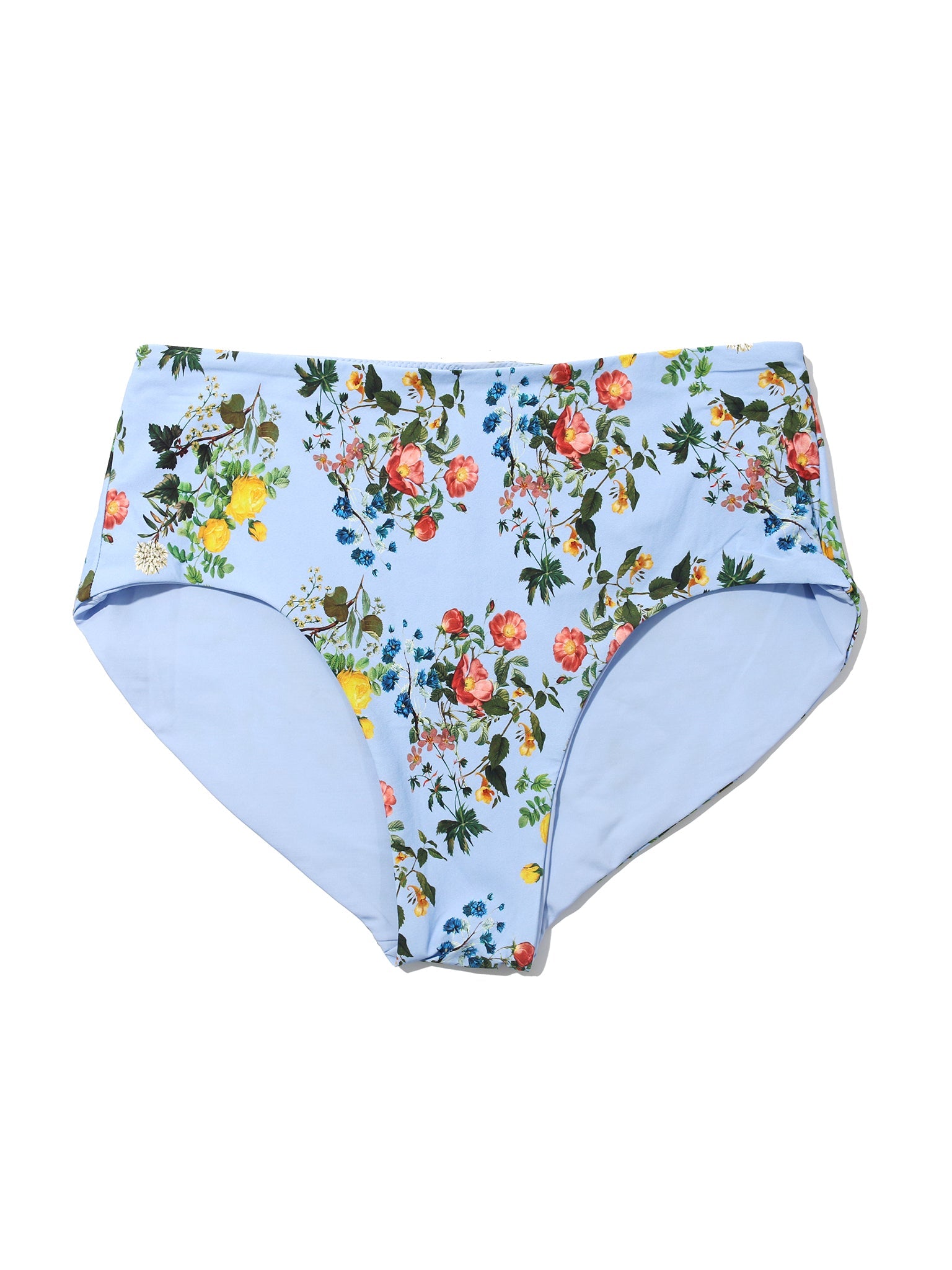 Blue Floral Print French Brief Swimsuit Bottom Thankful - Flat Lay Front | Hanky Panky