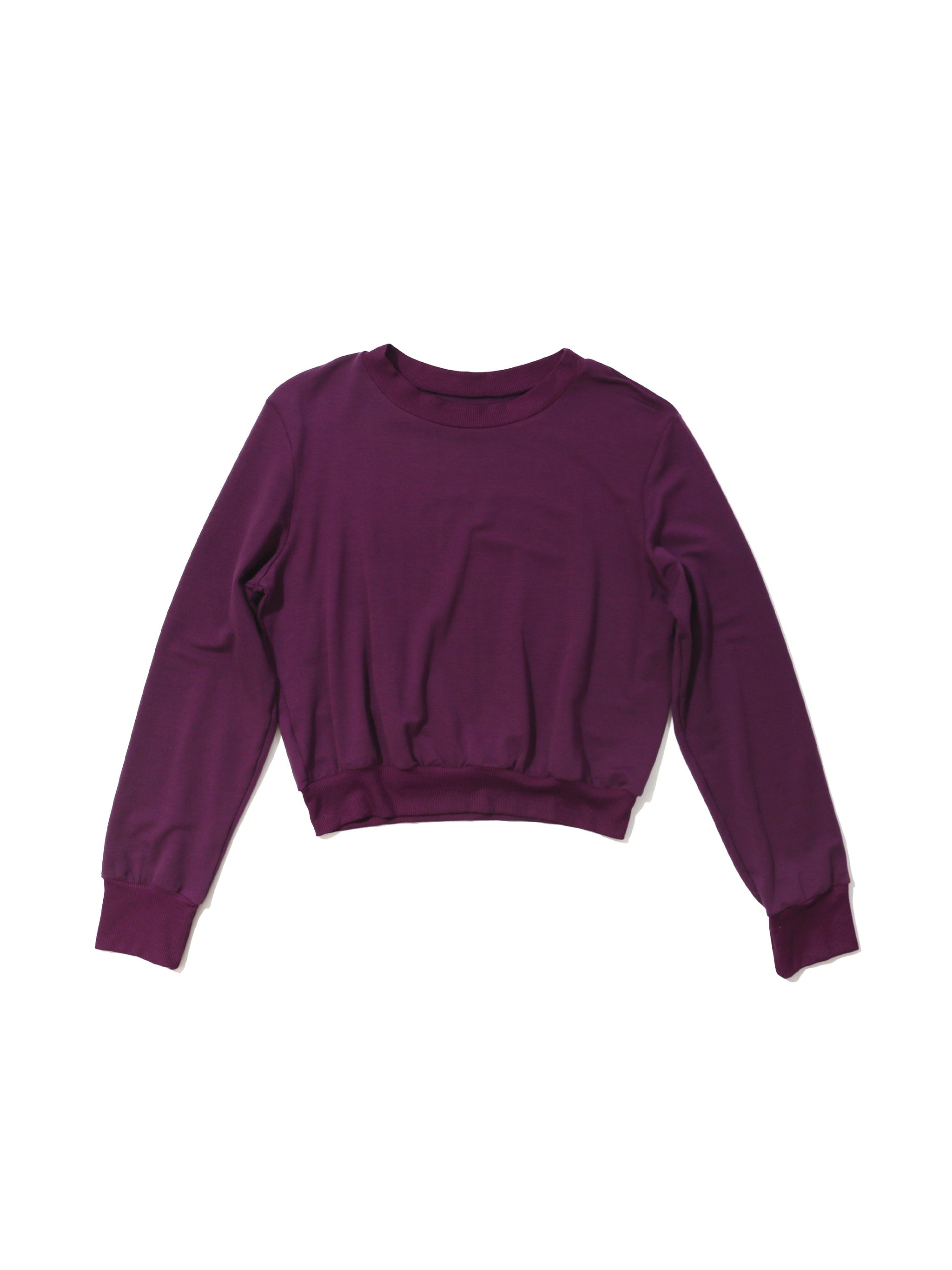 French Terry Cropped Crew Sweatshirt Dried Cherry Red