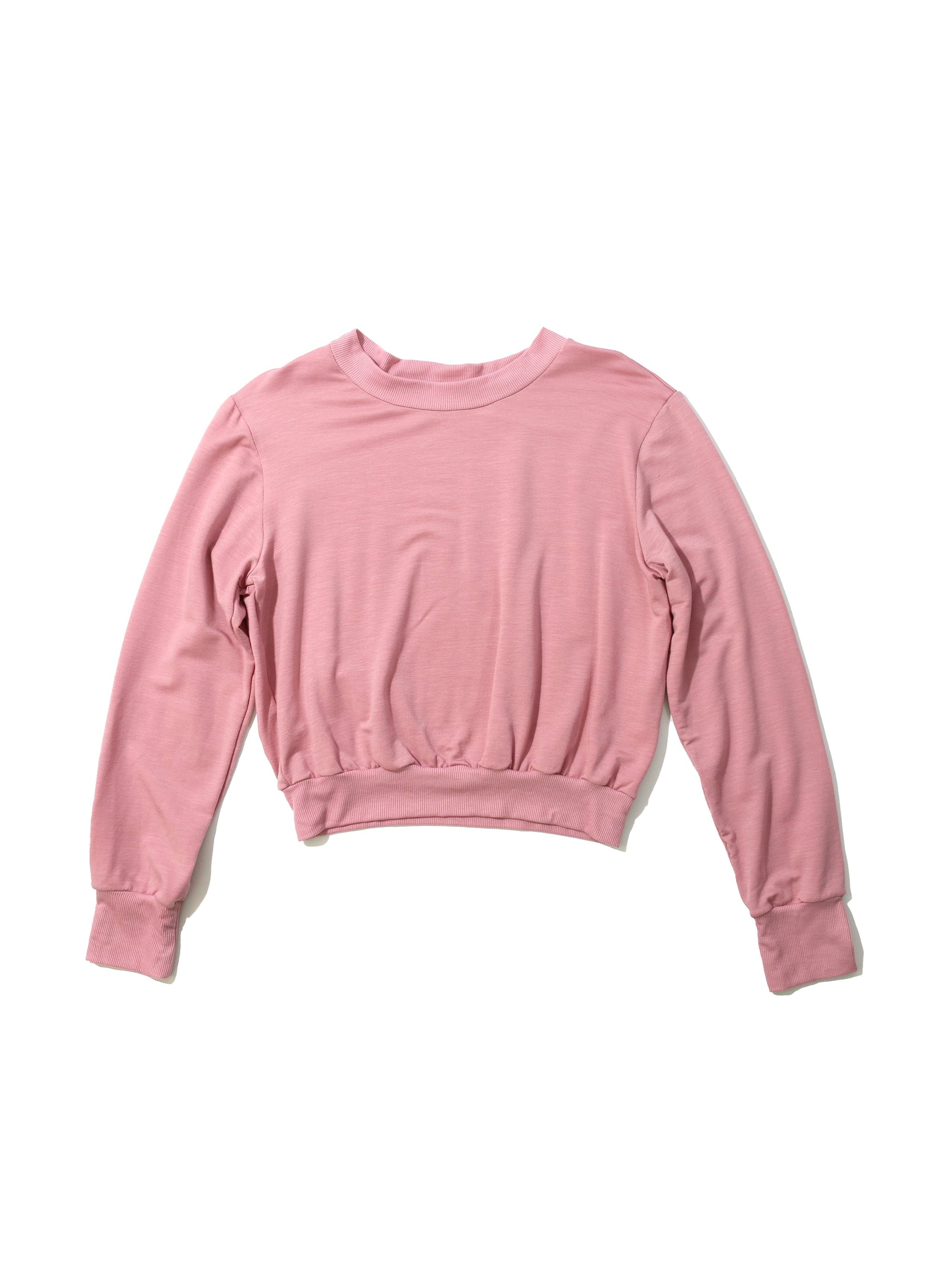 French Terry Cropped Crew Sweatshirt Mauve Orchid Pink