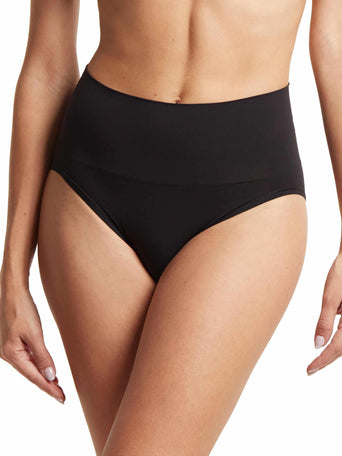 HANKY PANKY BODY™ Black French Brief - Front On-Model, High-Rise Smoothing Panty | Hanky Panky