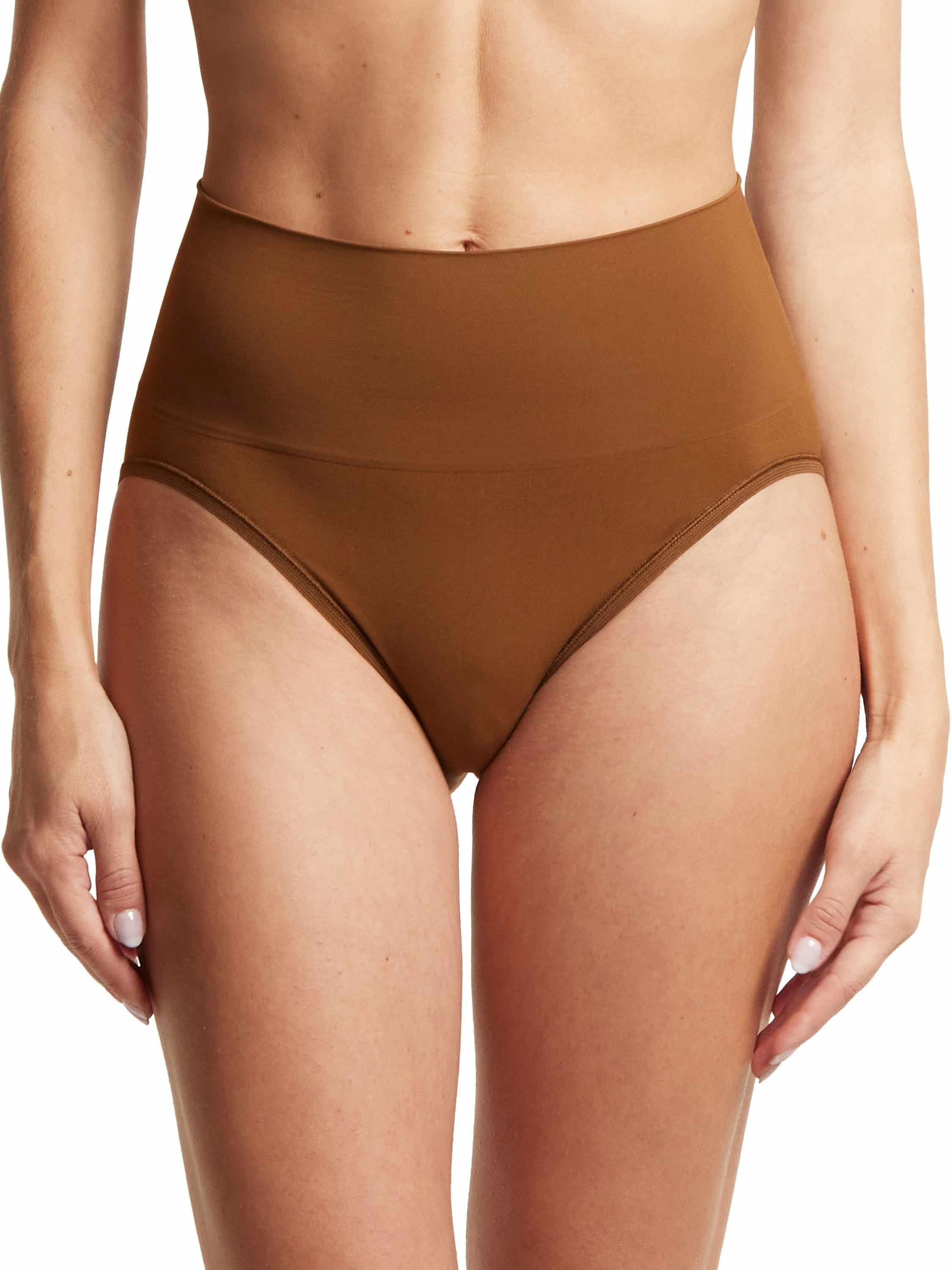 HANKY PANKY BODY™ French Brief Macchiato Brown - Front View, High-Rise Smoothing Panty On Model | Hanky Panky