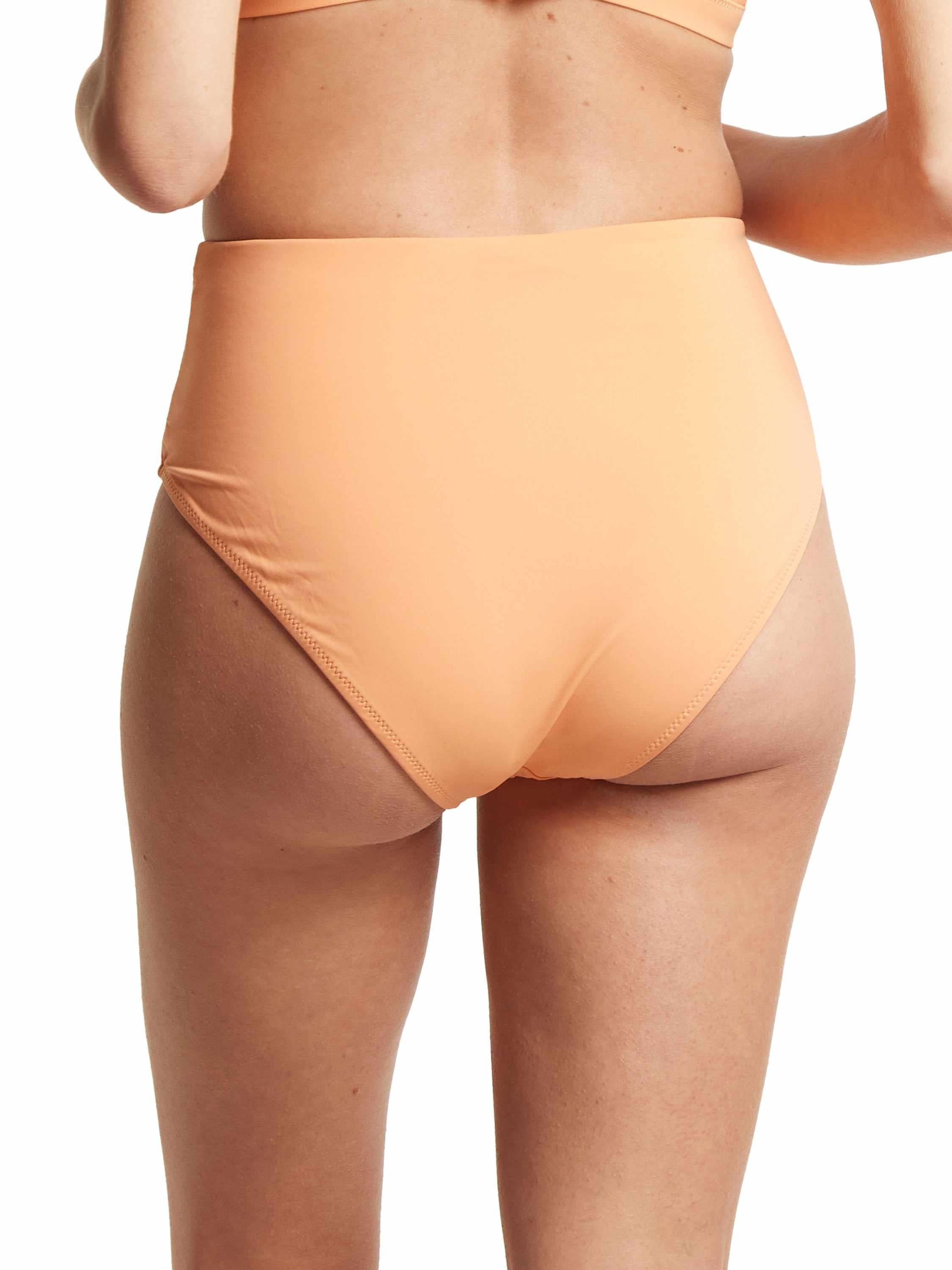 Florence Orange Ruched High Waisted Cheeky Swim Bottom - Back On Model | Hanky Panky
