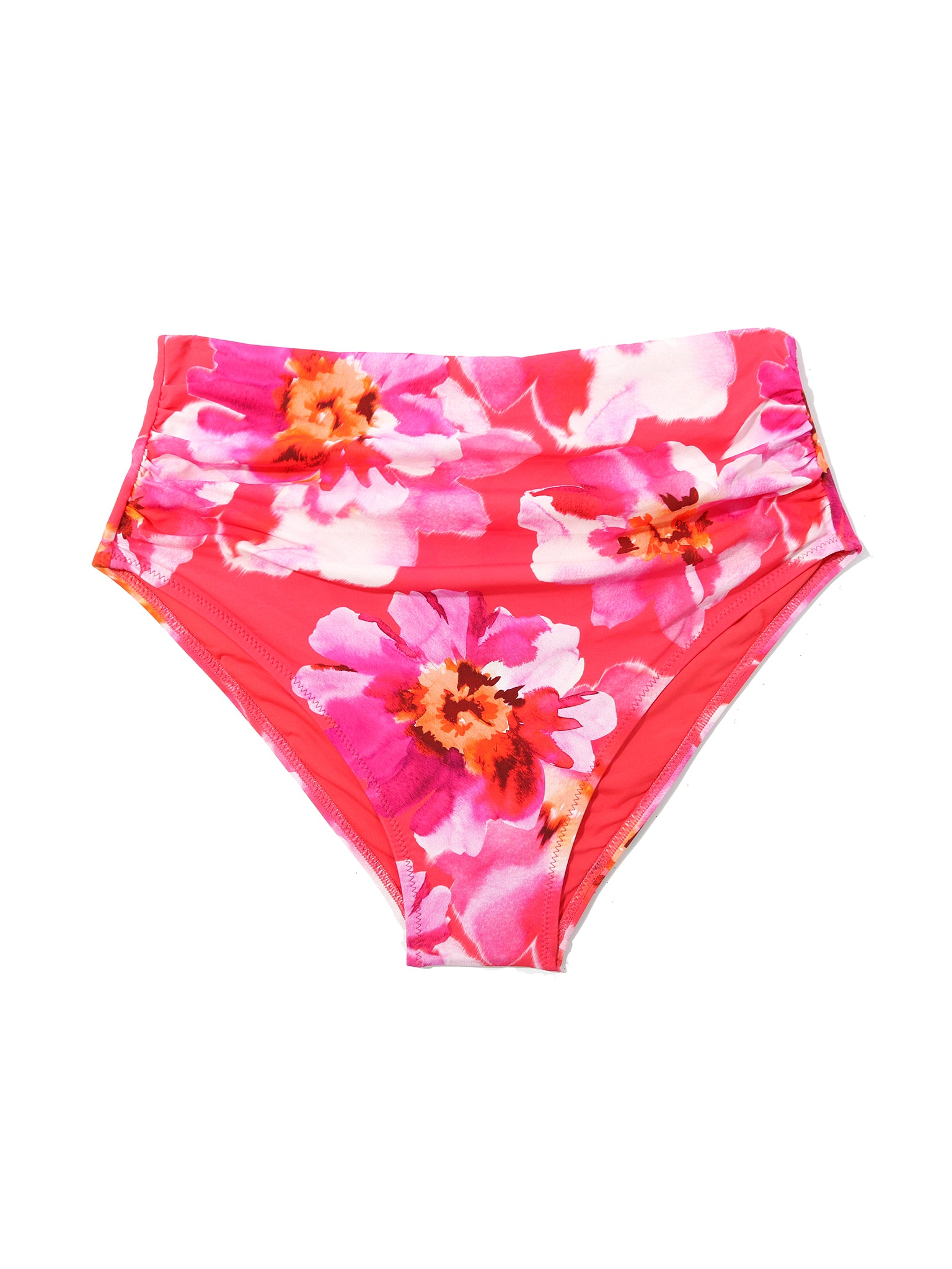 Out Of Office Pink Floral High Rise Cheeky Swimsuit Bottom - Flat Lay | Hanky Panky