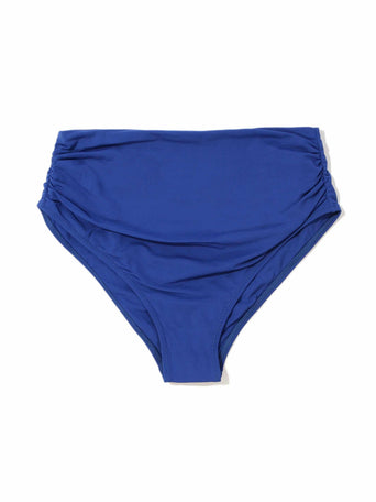 Poolside Blue Ruched High Rise Cheeky Swimsuit Bottom - Flat Lay | Hanky Panky