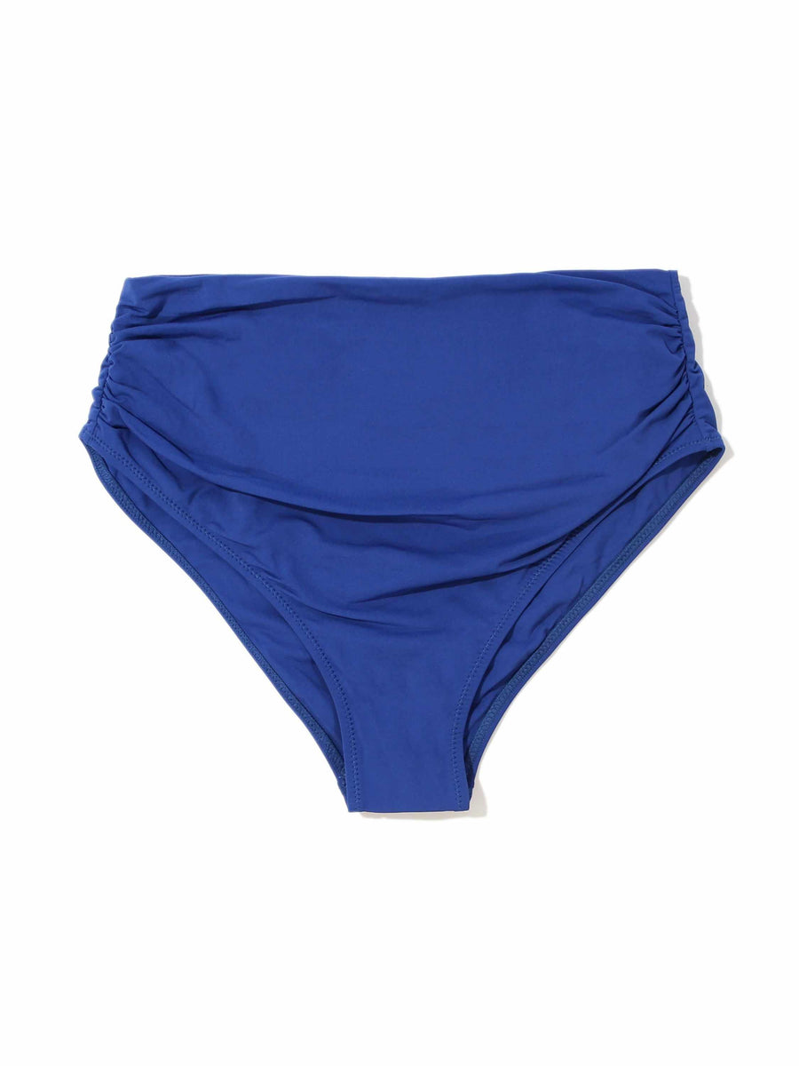 Poolside Blue Ruched High Rise Cheeky Swimsuit Bottom - Flat Lay | Hanky Panky