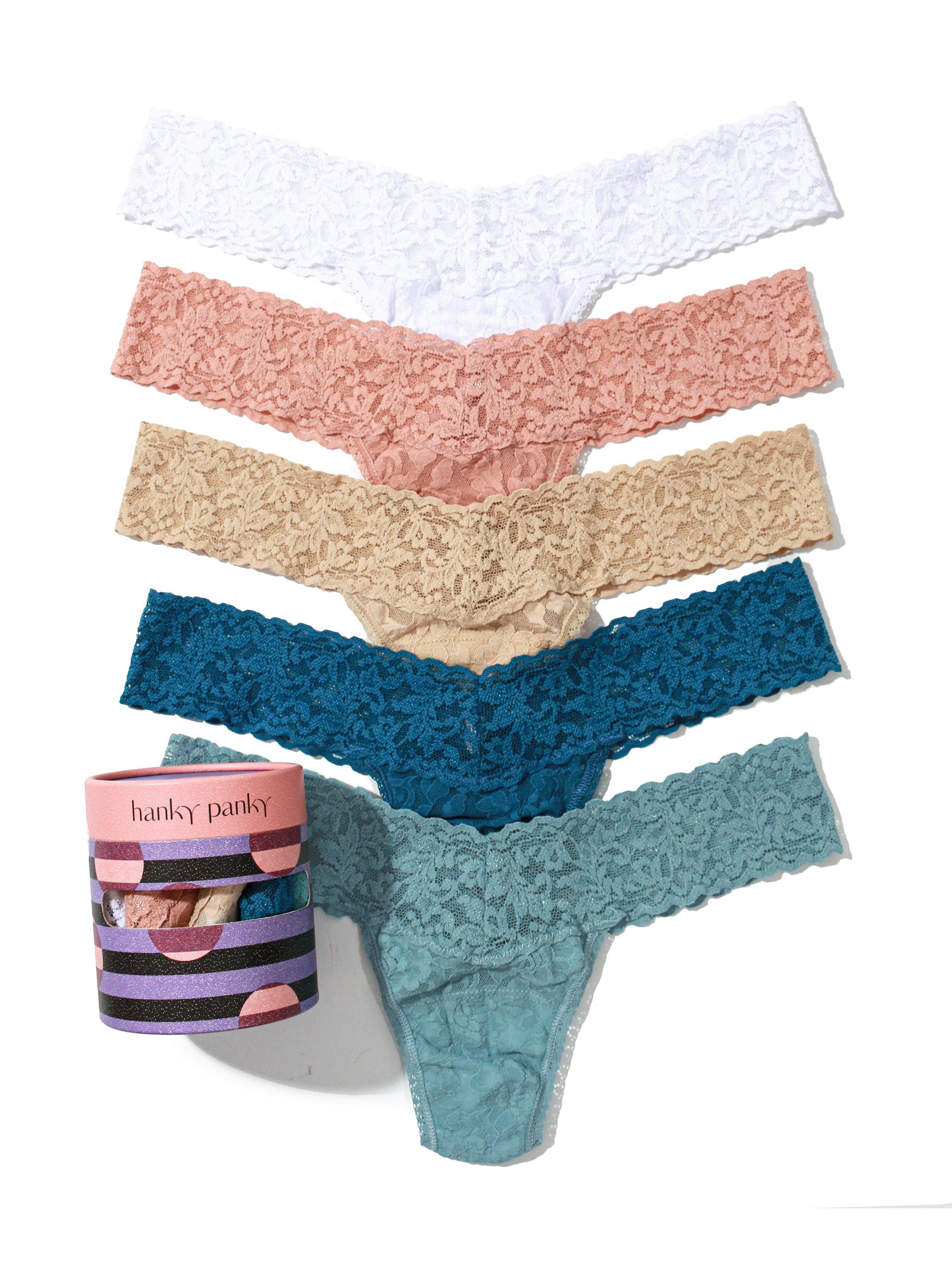 hanky panky, Signature Lace Plus Thong 5 Pack Print Box, One Size (14-24)