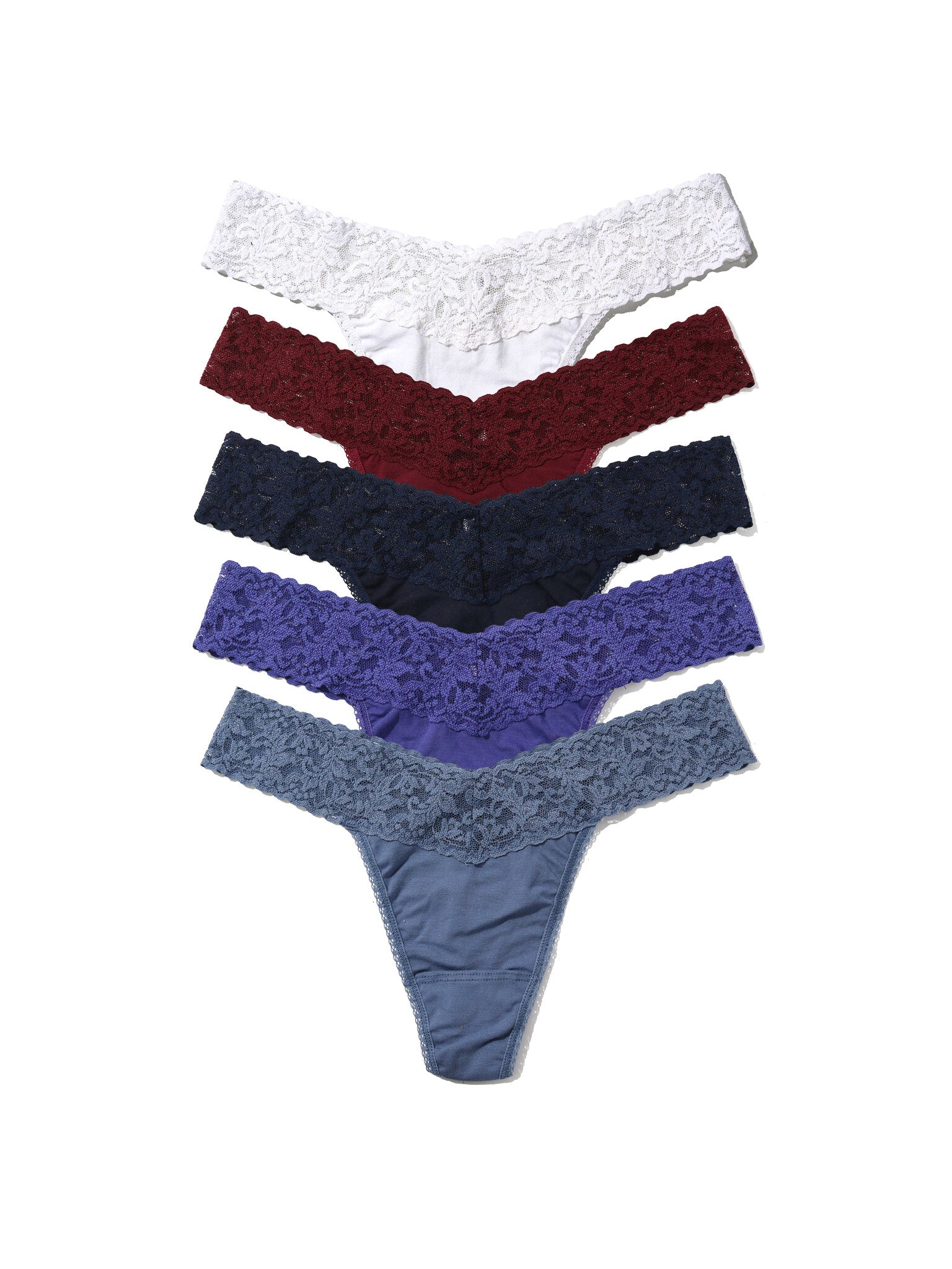 Holiday 5 Pack Supima® Cotton Original Rise Thong White Black