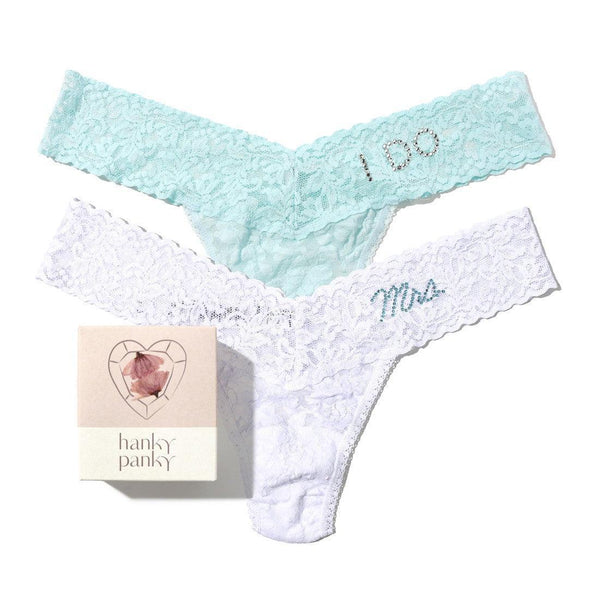 I Do & Mrs Low Rise Thong Celeste/White