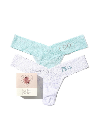 I Do & Mrs Low Rise Thong Celeste/White