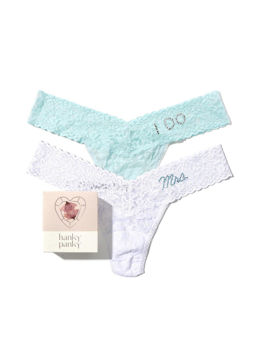I Do & Mrs Low Rise Thong Celeste/White