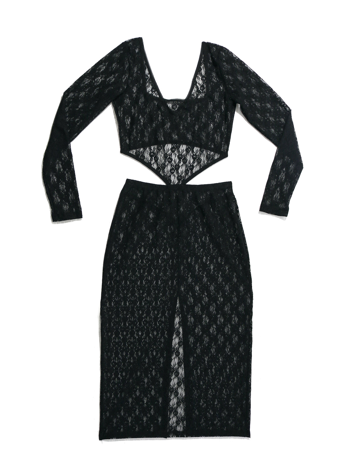 Lexi Wood X Hanky Panky Erica Dress Black - Sheer Lace Cutout Dress Flat Lay | Hanky Panky