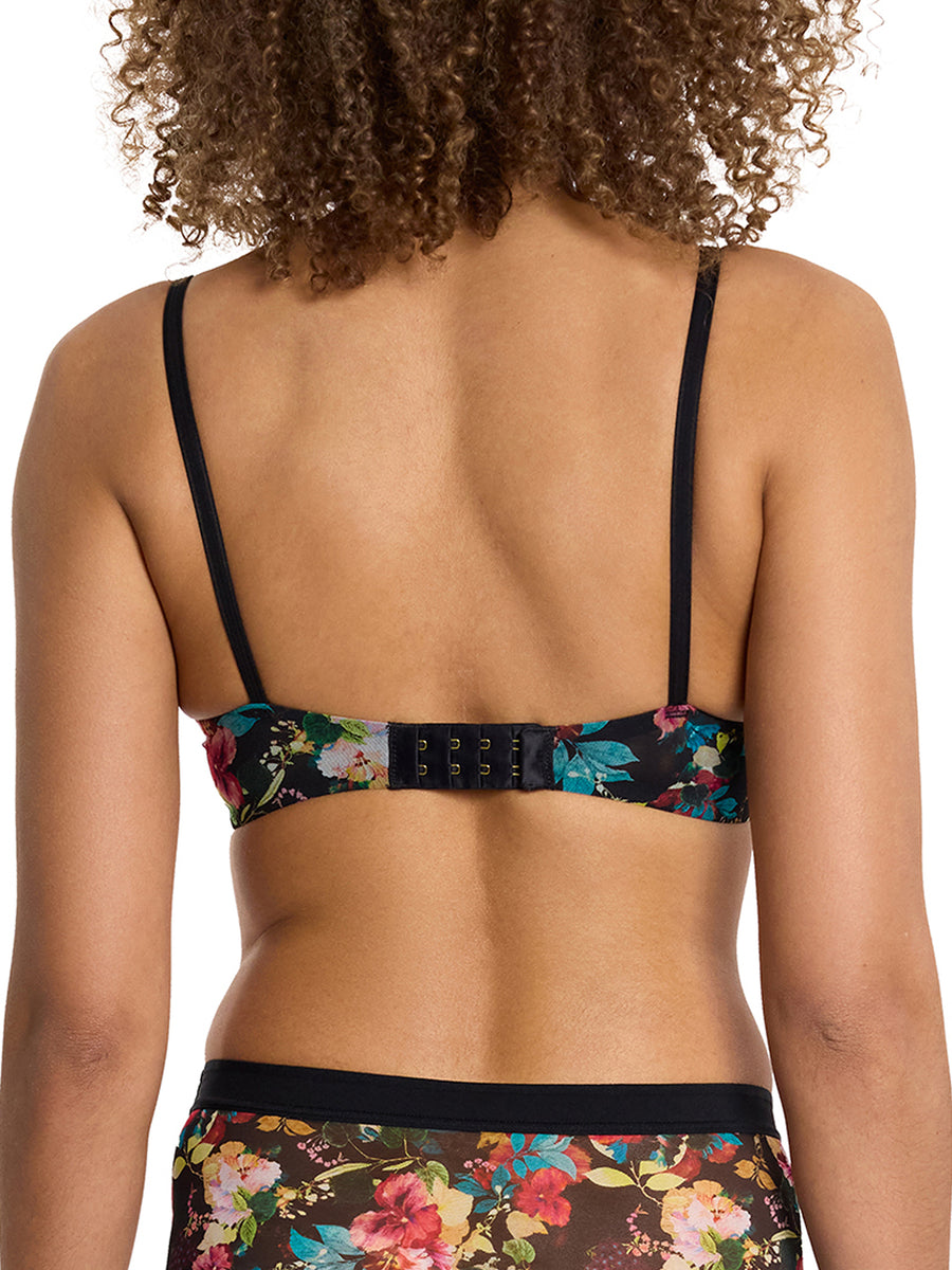 Botanic Romantic Lined Mesh Plunge Bra - Back View, Multi-Hook Closure & Floral Mesh Band | Hanky Panky
