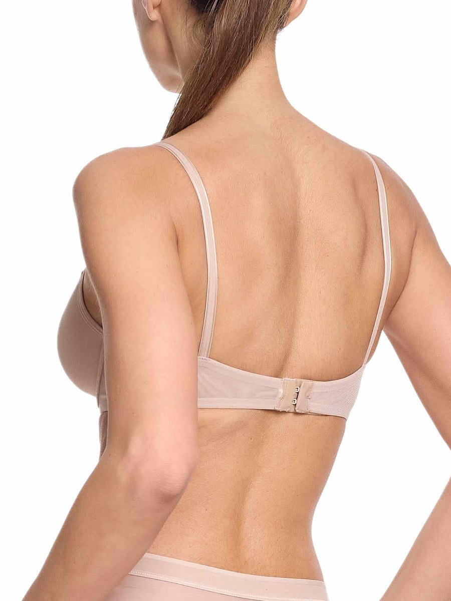Chai Lined Mesh Plunge Bra - Back View, Hook-and-Eye Closure Detail | Hanky Panky