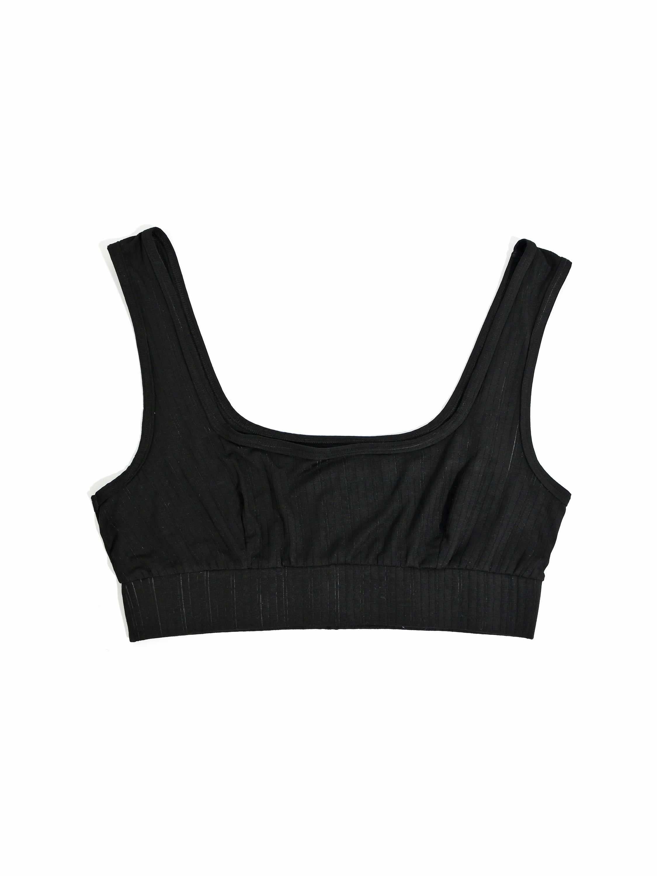 Black MellowLuxe™ Lounge Bralette - Flat Lay, MicroModal Fabric Texture Detail | Hanky Panky