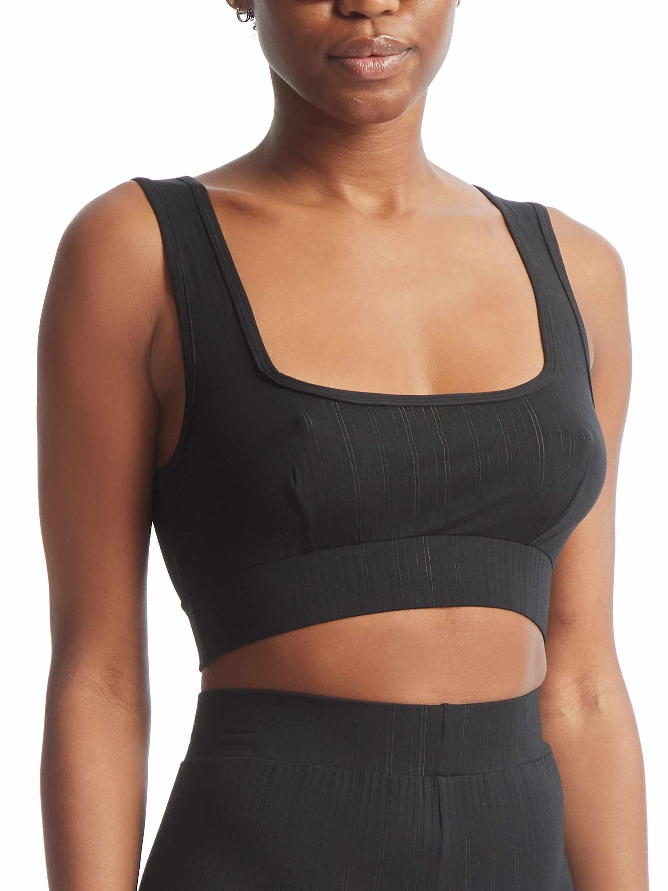 Black MellowLuxe™ Lounge Bralette - Front Close-Up, Square Neckline Detail | Hanky Panky