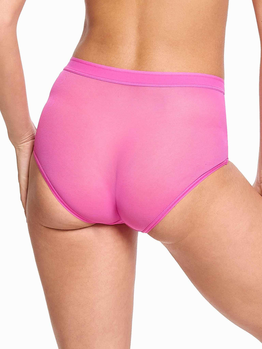 Berry Burst Pink Mesh Boyshort - Back View, Cheeky Full Coverage On Model | Hanky Panky