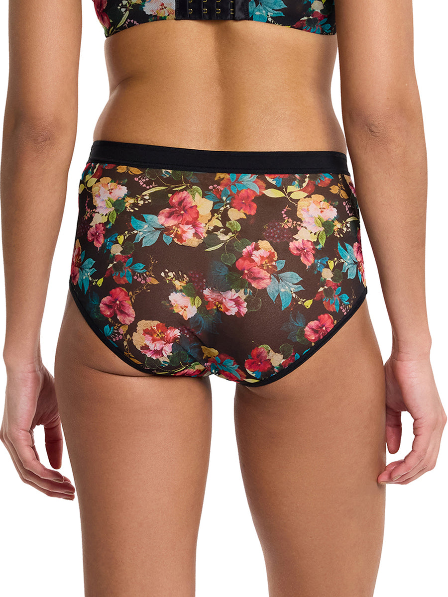 Botanic Romantic Mesh Boyshort - Back View On Model, Full Coverage Cheeky Fit | Hanky Panky