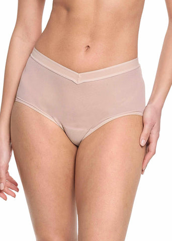 Chai Mesh V-High Rise Boyshort Panty - Front View On Model, V-Front Detail | Hanky Panky
