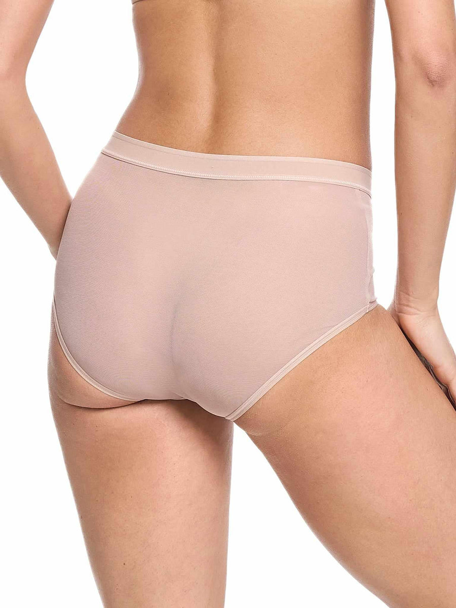 Chai Mesh High Rise Boyshort - Back View Full Coverage On Model, Soft Elastic Waistband | Hanky Panky
