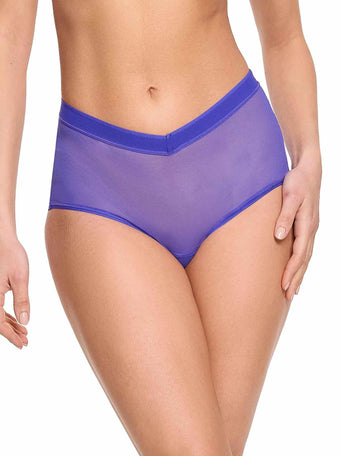 Eclipse Blue Mesh V-High Rise Boyshort - Front On-Model View | Hanky Panky