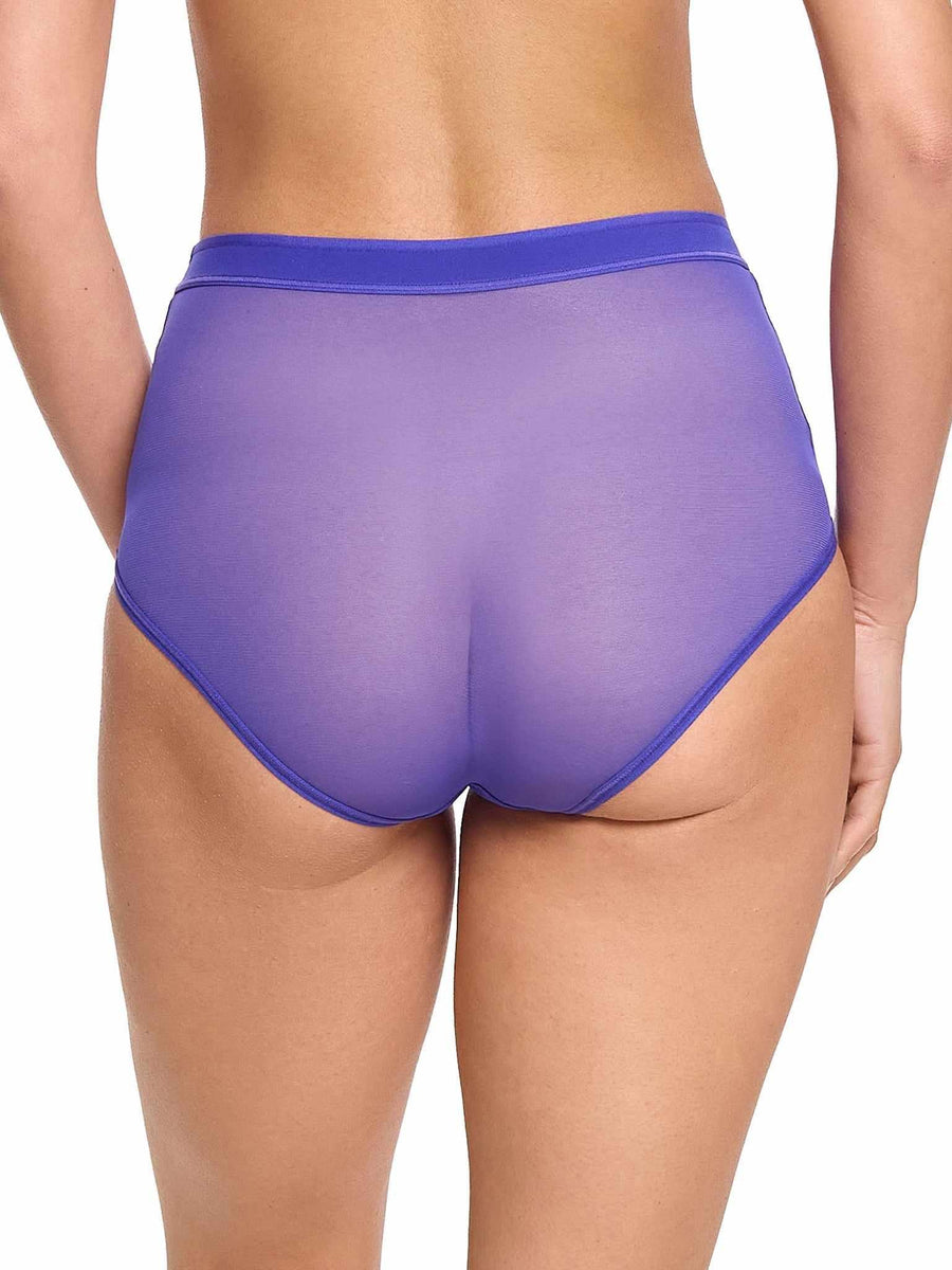 Eclipse Blue Mesh Boyshort Full Coverage Back View - On Model | Hanky Panky