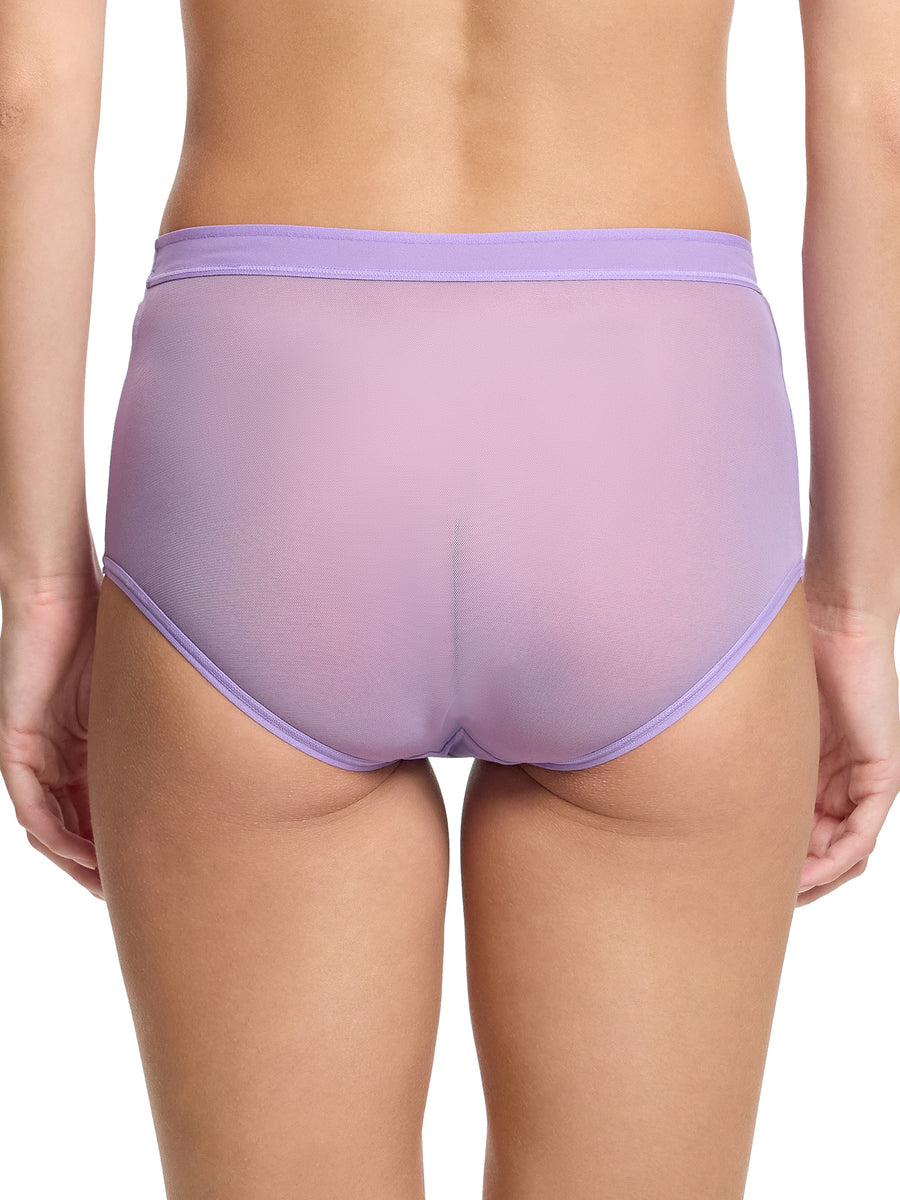 Grape Juice Purple Mesh Boyshort - Back View, Full Coverage On Model | Hanky Panky