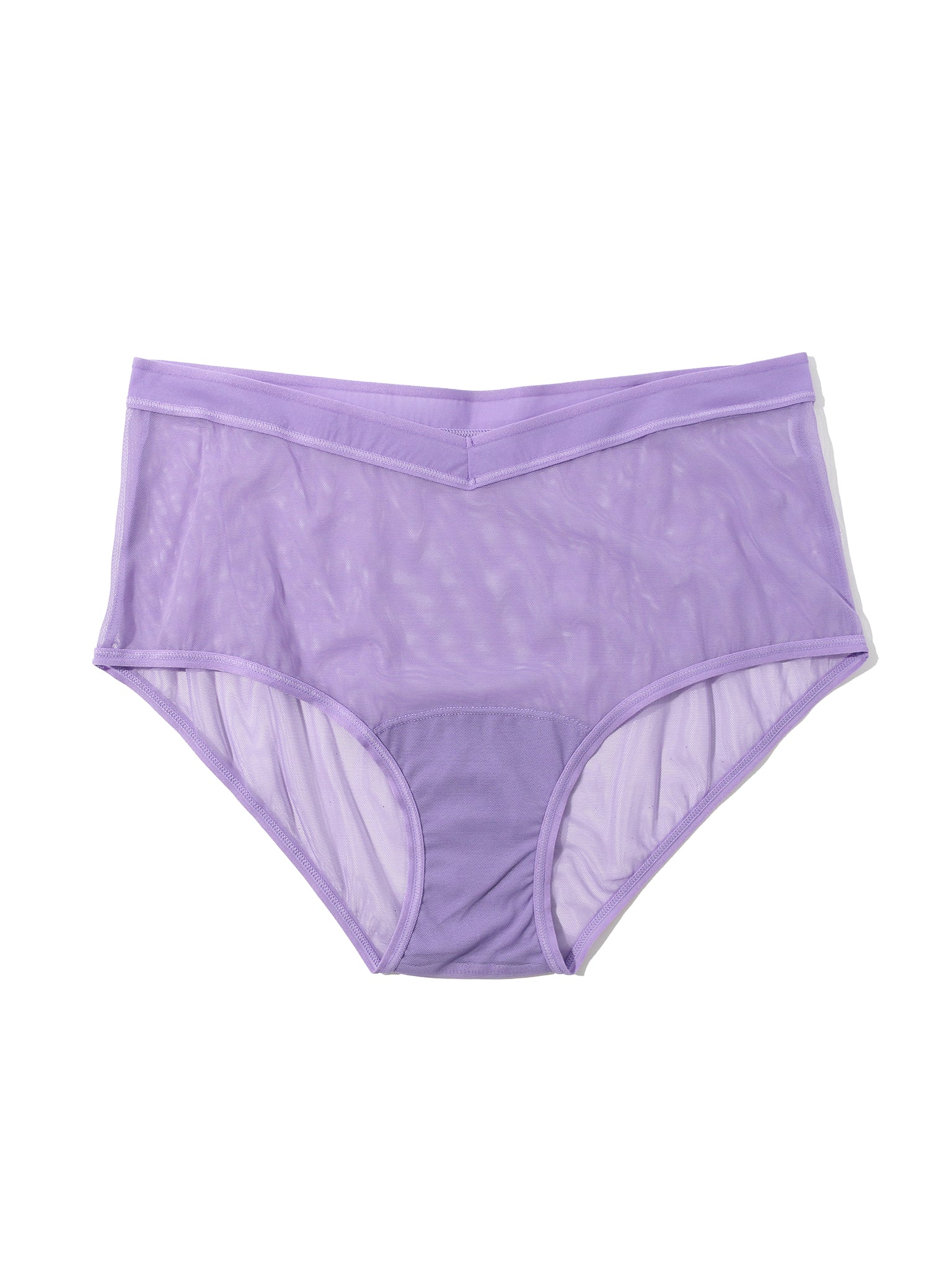 Grape Juice Purple Mesh Boyshort - Flat Lay, V-Front Waistband Detail | Hanky Panky