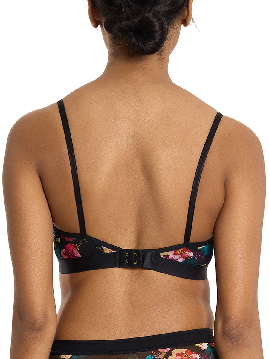 Botanic Romantic Printed Mesh Bralette - Back View, Adjustable Straps & Hook Closure | Hanky Panky