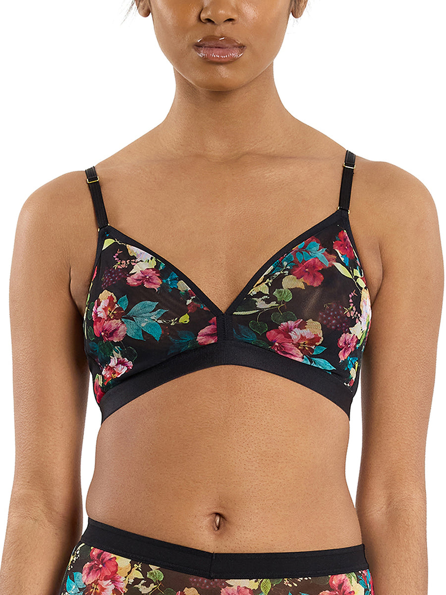 Botanic Romantic Floral Mesh Triangle Bralette - Front Close-Up, Wireless Everyday Bralette | Hanky Panky