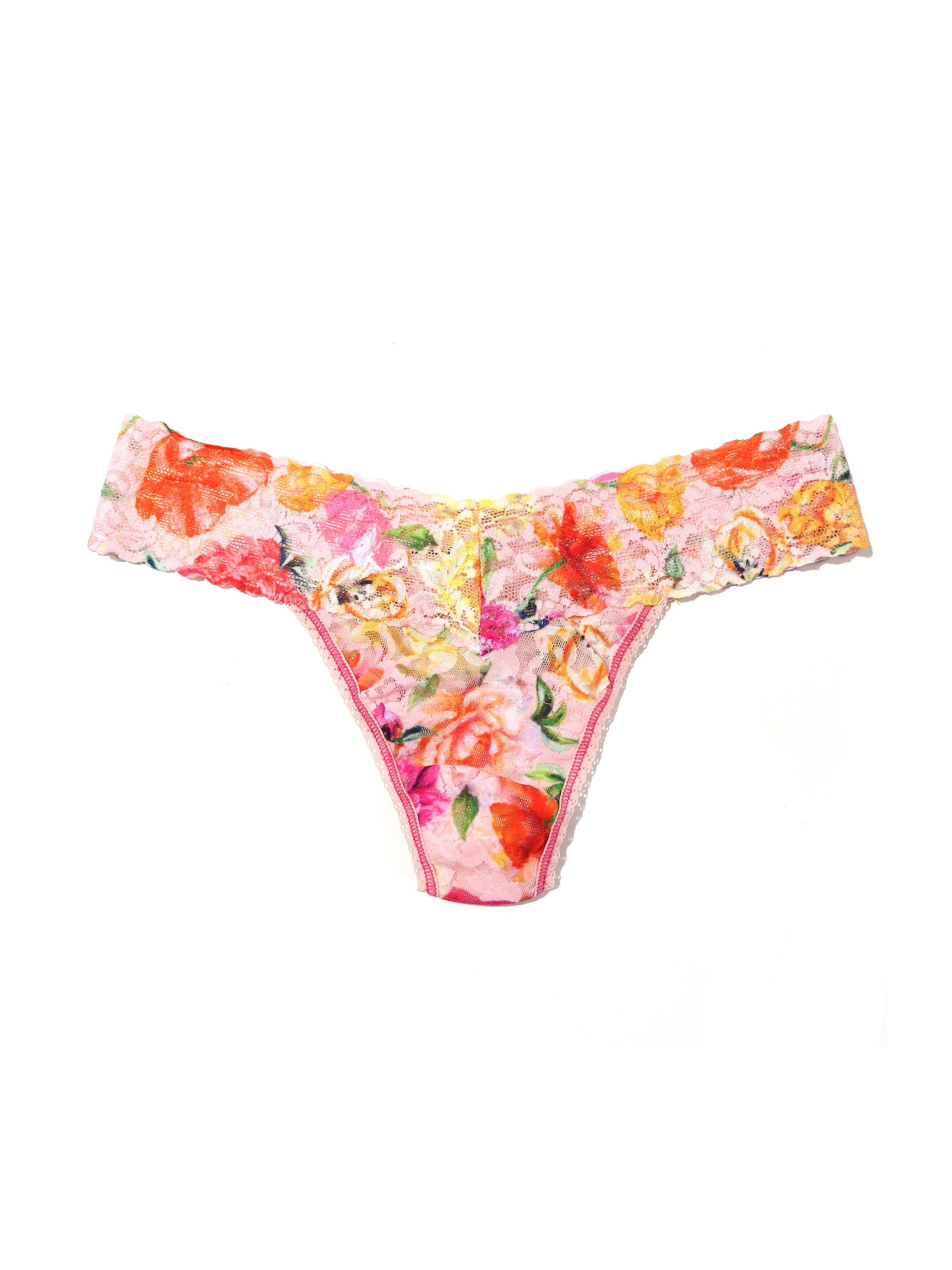 Petite Size Printed Signature Lace Thong Bring Me Flowers
