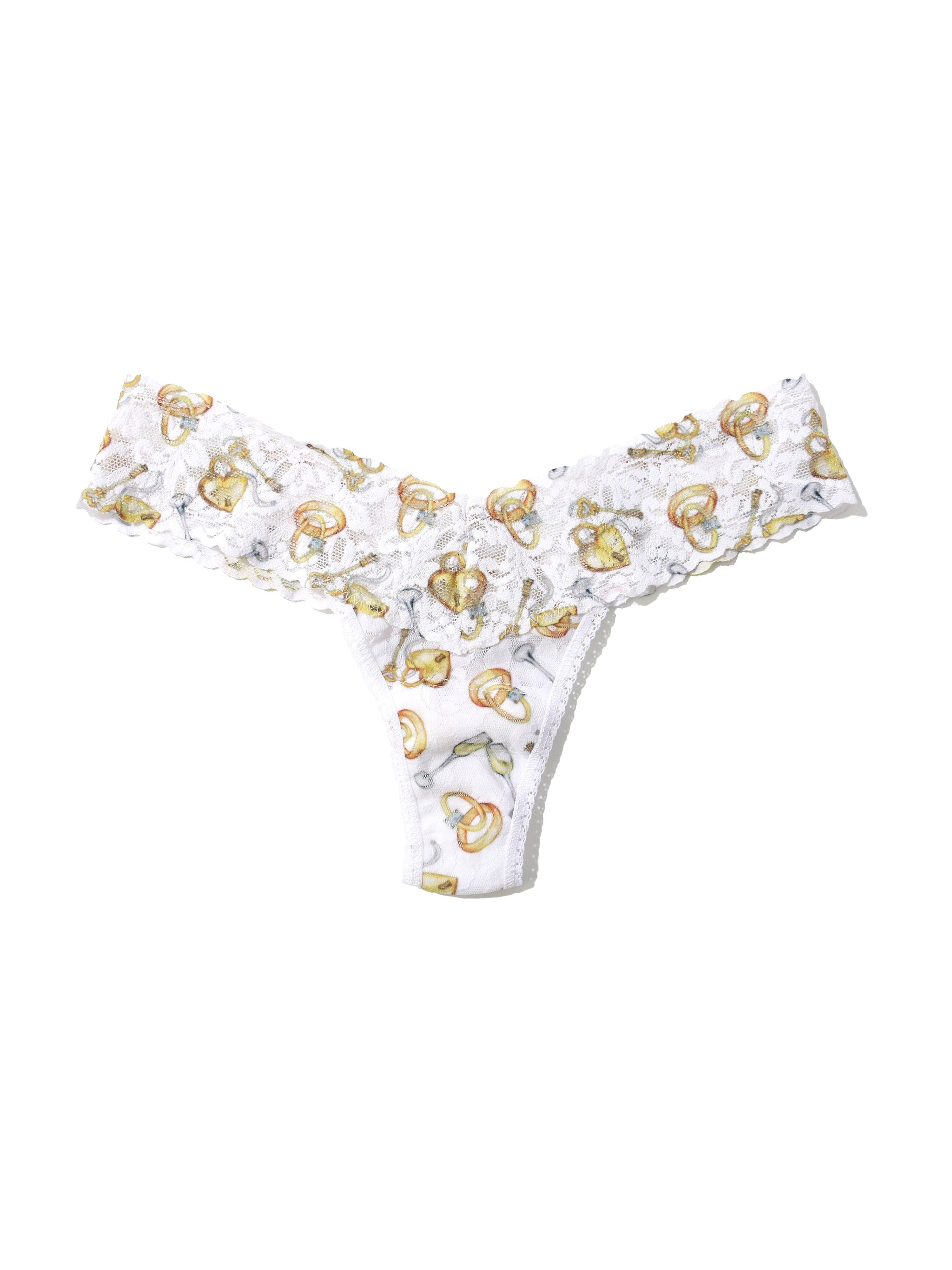 Petite Size Printed Signature Lace Thong Forever Gold